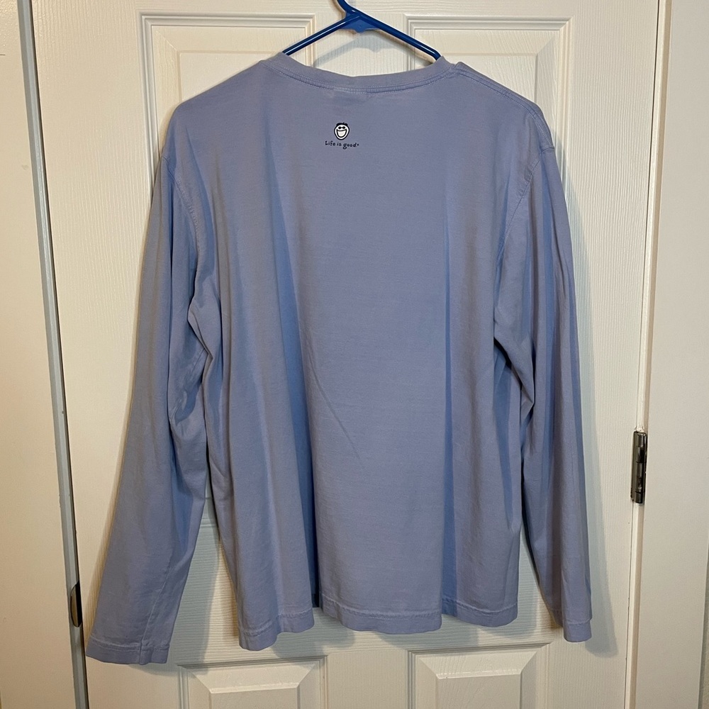 Life is Good. Long sleeve light blue classic tee w/ snow angel graphic sz L - Picture 5 of 7